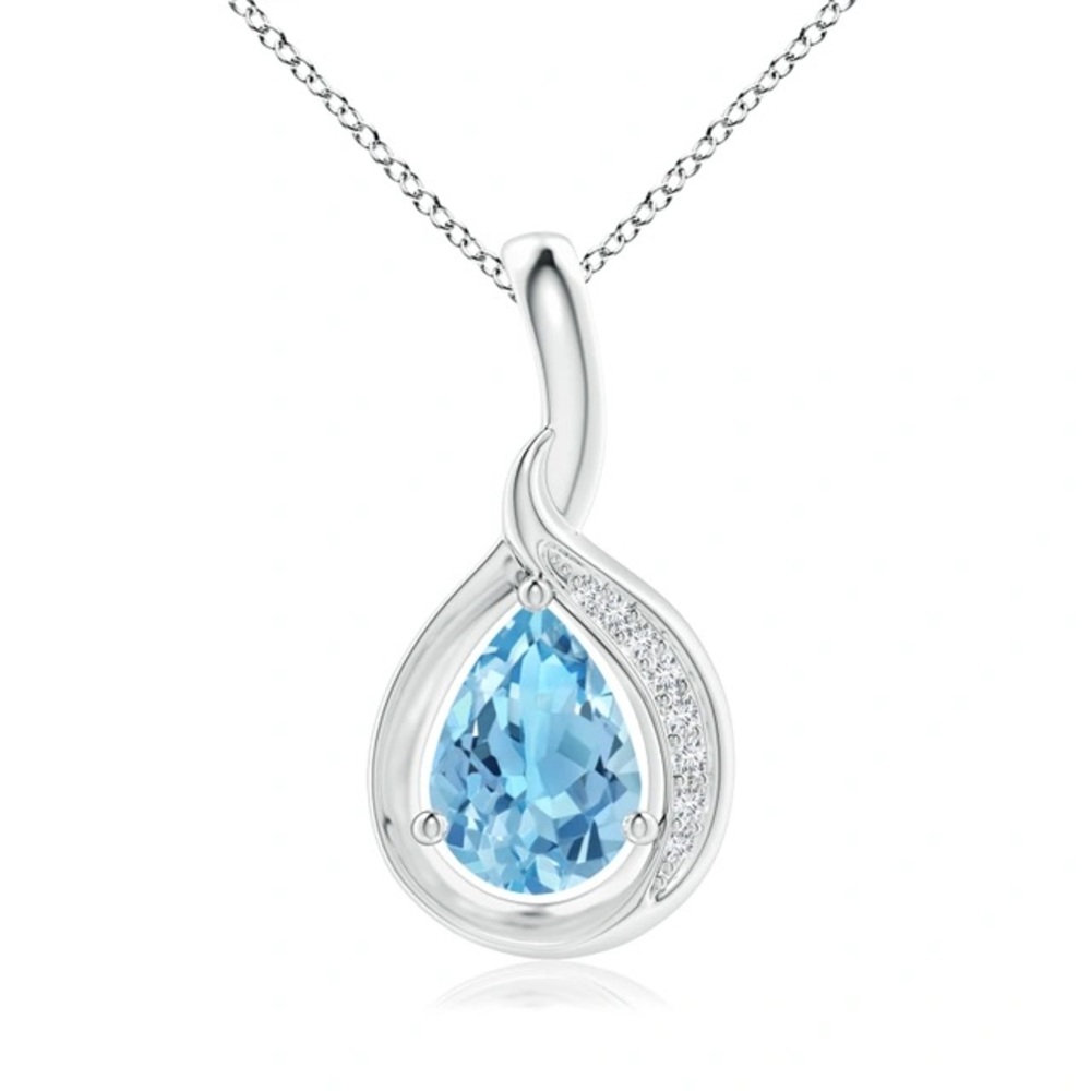 Angara Pear-Shaped Swiss Blue Topaz and Diamond Loop Pendant Necklace